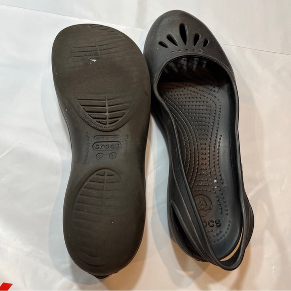 Crocs black ballet kadee flats SIZE 10 Slip On dressy Cutouts Comfortable Womens - Picture 9 of 11